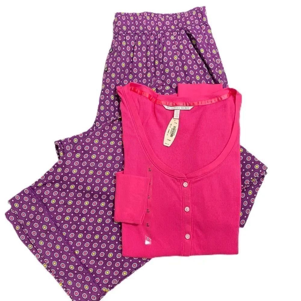 Victorias Secret Flannel pants Henley top pajama L